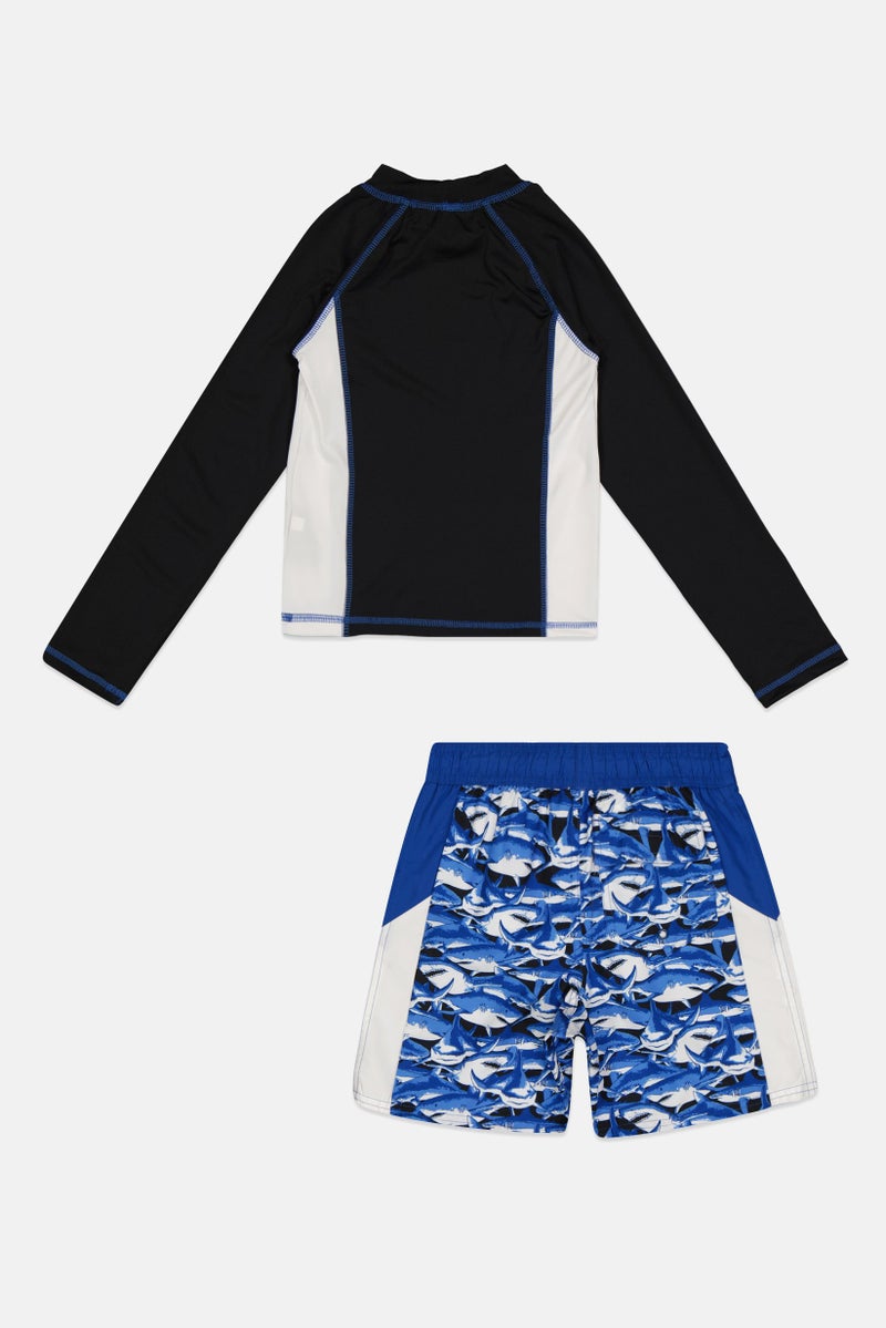 Body Glove Kids Boy 2 Piece Brand Logo Rash Guard T-shirt And Board Shorts Set, Multicolor - Image 3